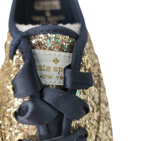 Kate Spade New York keds NIB Women's Gold Glitter Sneakers Sz 6.5M ribbon Laces - Picture 8 of 14